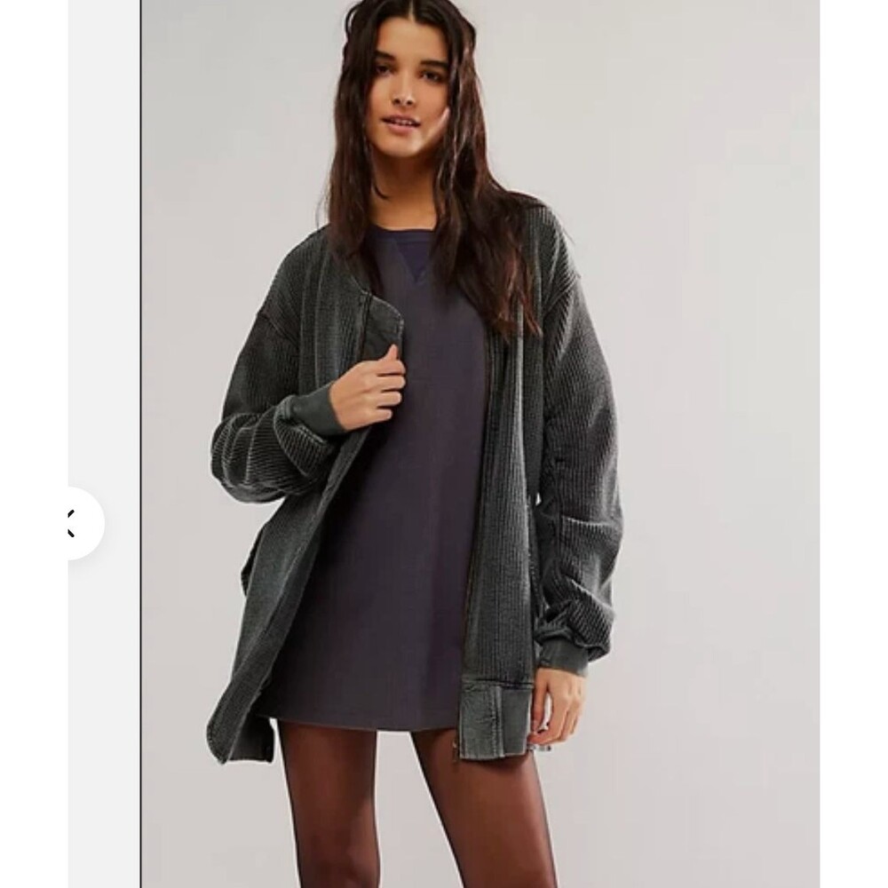 Free People FP One Lupo Bomber Cardi Tarmac Thermal Zipper Long Sleeve Top XS